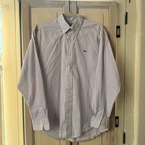Vineyard Vines Men's Purple Checkered Button Down Shirt